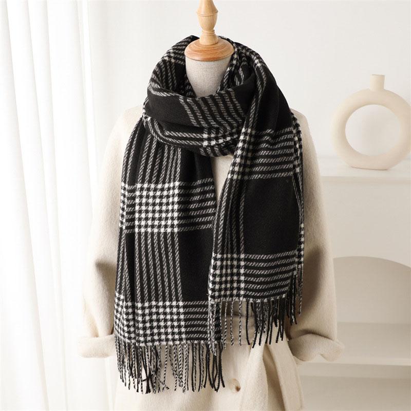 Korean Cashmere Retro Warm Shawl Scarf For Fashion Autumn Winter Men Women Versatile Tassel Scarves Classic Plaid Students Wrap