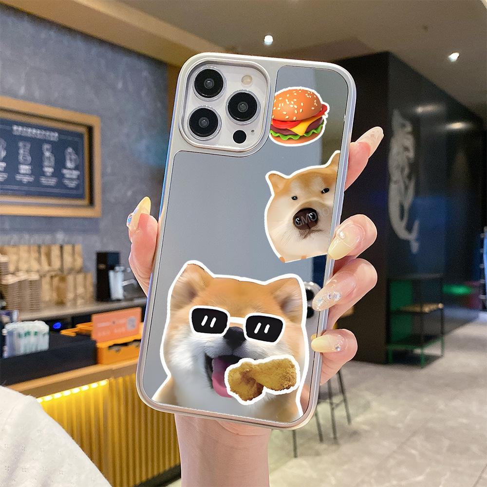 Painted cute puppy apple 16promax mobile phone case with mirror iPhone1 electroplated frame protective case