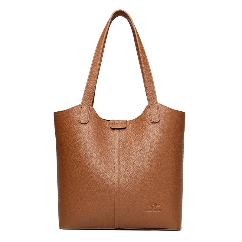 

Women s Soft Leather Tote Bag - Stylish Simple Solid Color, Large Capacity, Single Shoulder for Work and Commute. жёлтый