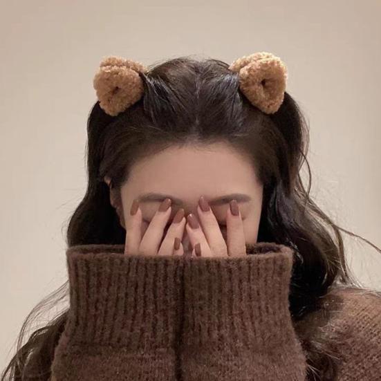 1 Pair Plush Cat Ear Hair Clips Non-Slip Triangle Side Hair Bangs Claw Clamp Decoration Hairpins Winter Women Girls Hair Accessories