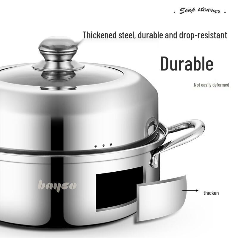 BAYCO 28cm Stainless Steel Multi-purpose Steamer Pot
