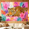 1Pc Tropical Leopard Tapestry Wall Hanging, Decorative Fabric Poster for Bedroom, Living Room, Dorm & Home Decor