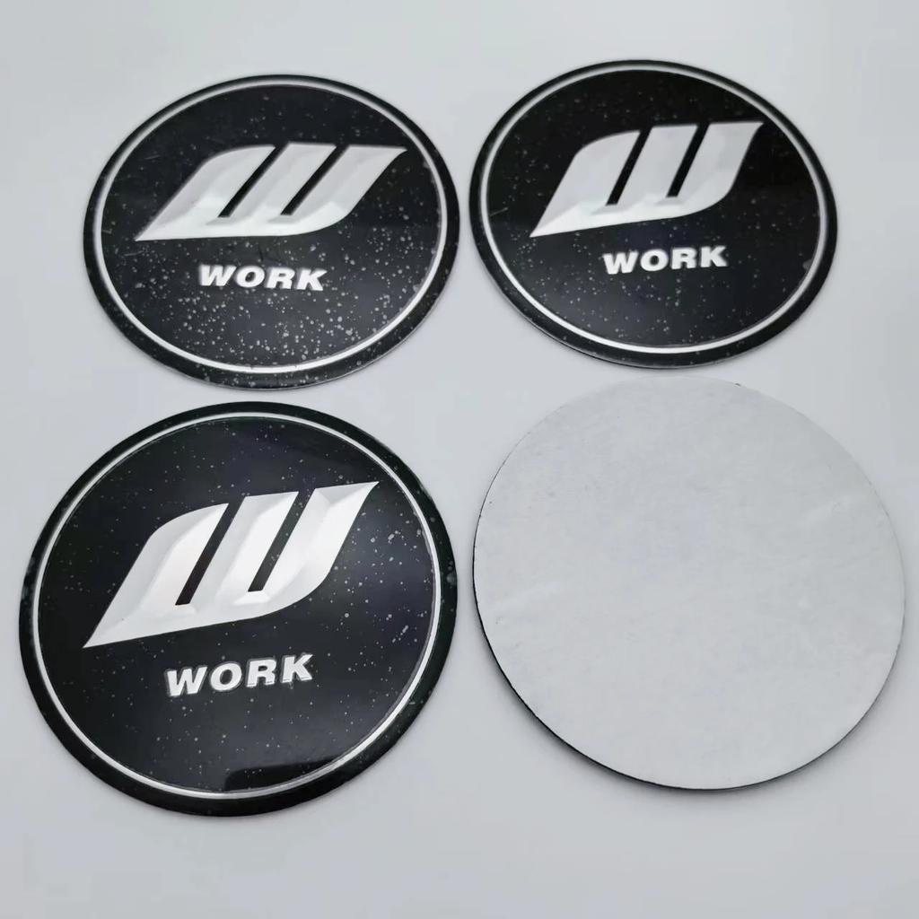 AEN4 4pcs 45mm 50mm 56mm 65mm W Work Logo Badge Car Stickers for Car Wheel Center Caps Emblem Rim Hubcaps Cover Replace Accessories