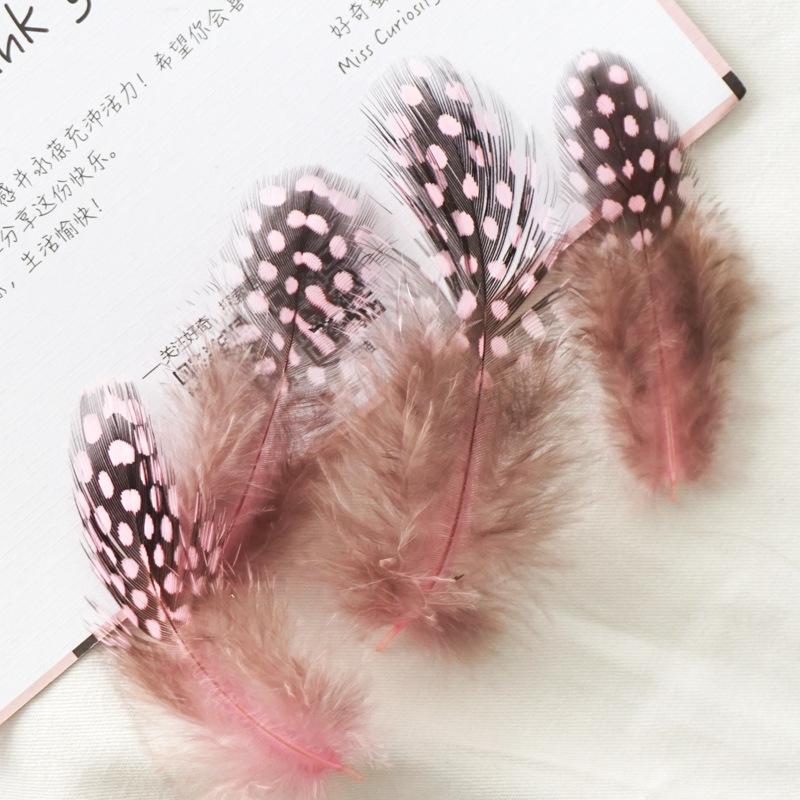 50Pcs Pearl Chicken Feather Polka Dots Feather Cat Teaser Stick Accessories Colored Polka Dots Pheasant Hair Handmade Decorative Material