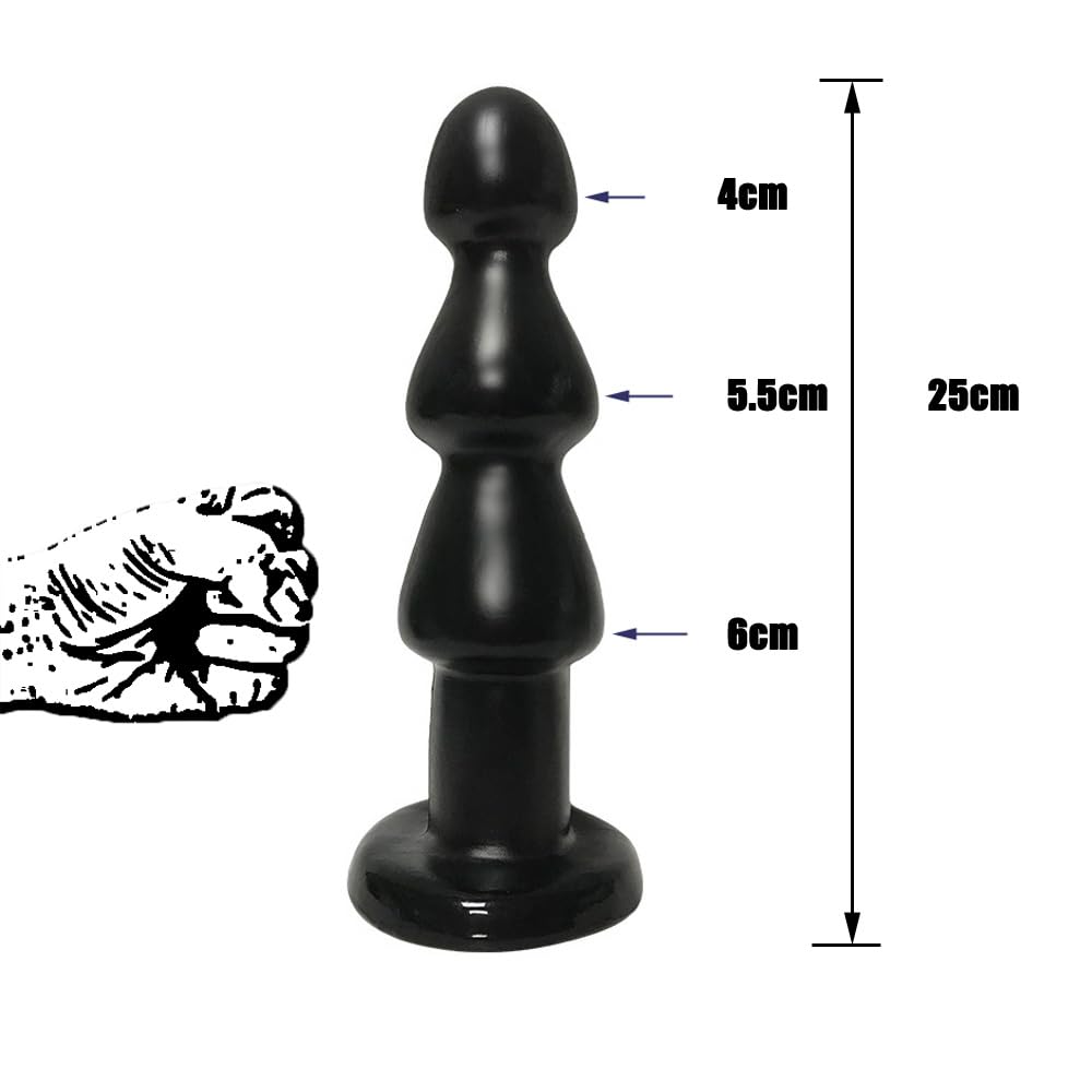 Dildo Super Thick Anal Plug 3 Beads Anal Plug G Spot Prostate Stimulator Anal Widening with Suction Cup Anus Unisex Black