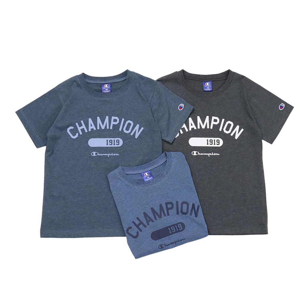 Champion Short Sleeve Crew Graphic Logo School Heather Blue Kids' T-Shirt, Neck, Print, Boys, CK-ZS317,