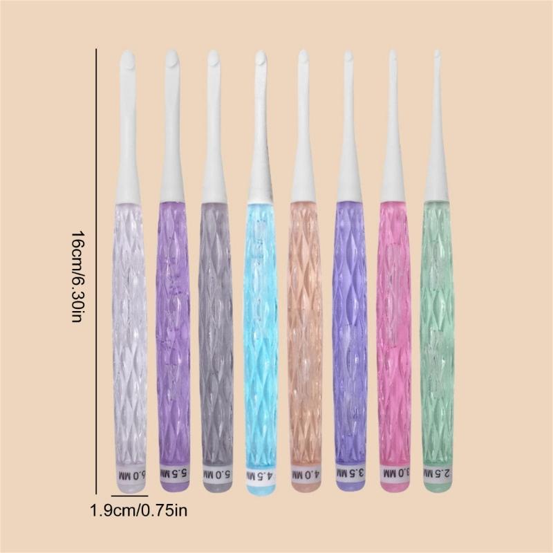 8 Stück Ergonomische Häkelnadel 8 Größen Lange Griff Häkelnadel für Anfänger Stricken Pullover Schals Tasche Socken und Mütze