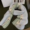 Color Contrast Winter Knitted Scarf Thick Plush Wool Blend Neckerchief  Christmas Gift