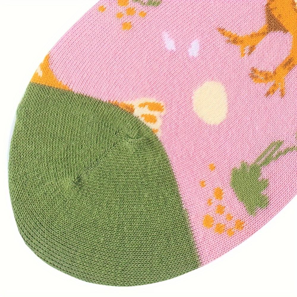 1 Pair Novelty Cartoon Chick Pattern Socks, Comfy & Breathable Mid Tube Socks, Women's Stockings & Hosiery - Perfect For Fall & Winter