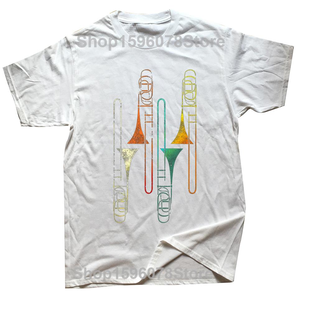 

Забавные Ретро Футболки с Тромбоном Джаз Графический Хлопок Уличная Одежда с Коротким Рукавом Подарки на День Рождения Летний Стиль Футболка Мужская Одежда 4XL