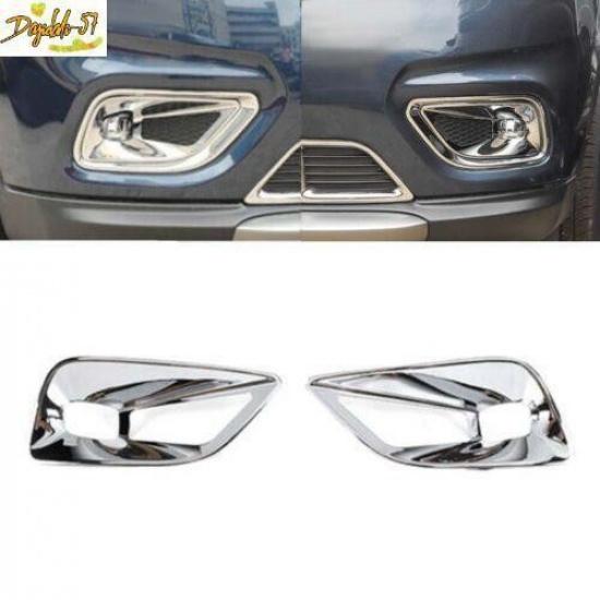 Pair Chrome For Jeep Cherokee + Front Fog Lamp Light Cover Trim Decor