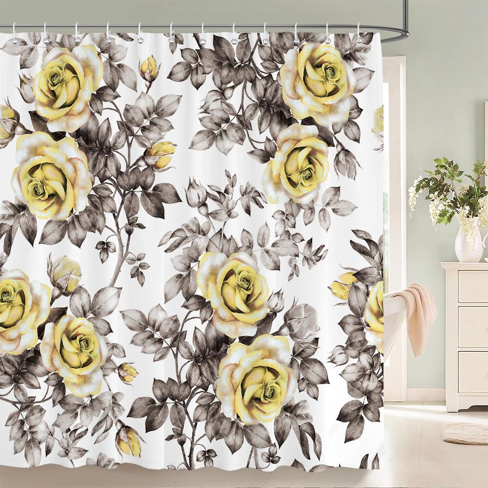 Waterproof Flower Leaves Shower Curtain For Bathroom Bath Curtains 3D Print Polyester Fabric Decor Multi-Size Shower Curtains