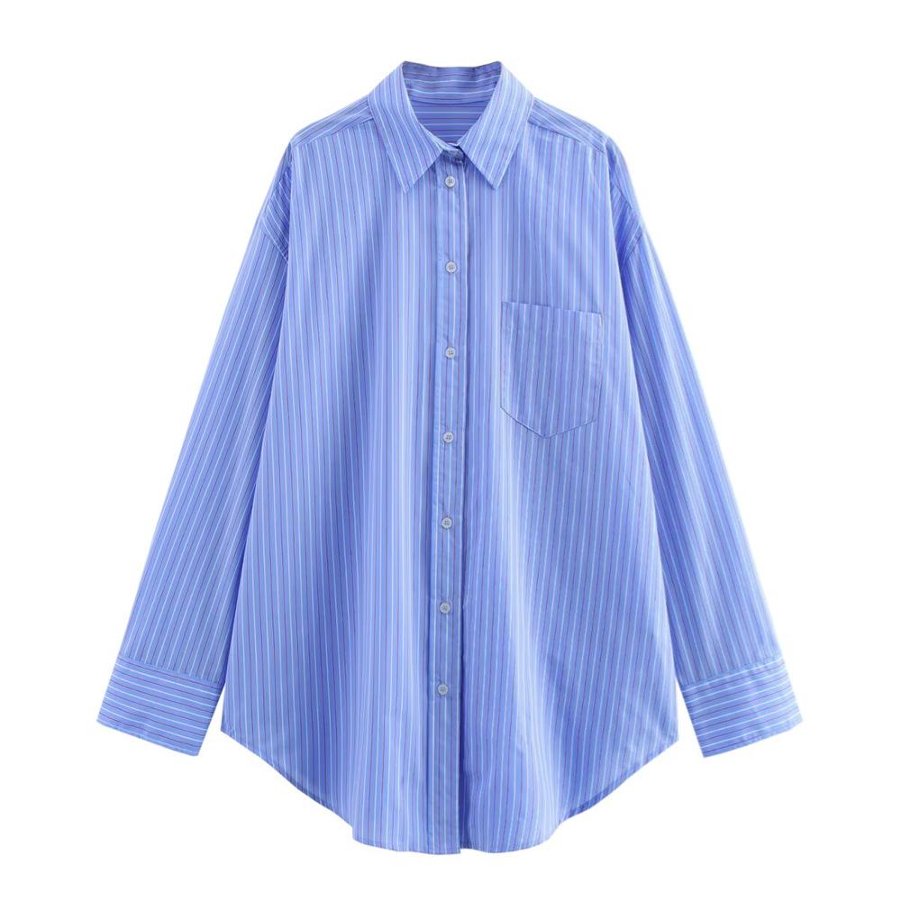 

Spring/Summer 2025 Women s Striped Poplin Long-Sleeve Shirt S