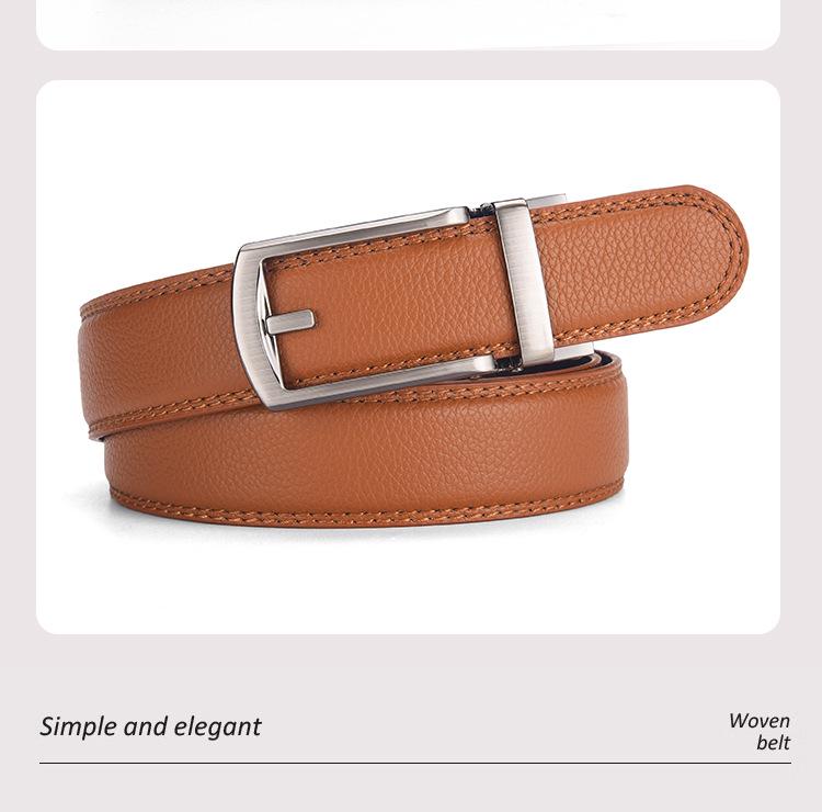 Men's Faux Leather Belt with Automatic Alloy Buckle, Versatile for Suits and Jeans
