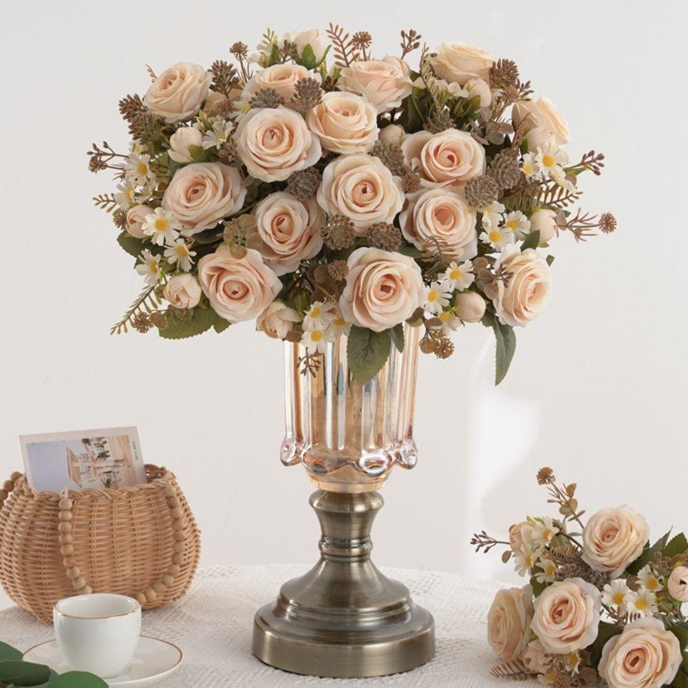 Silk Petals Rose Artificial Flowers Multicolor Decorative Flower Faux Daisy Flower Party Supplies