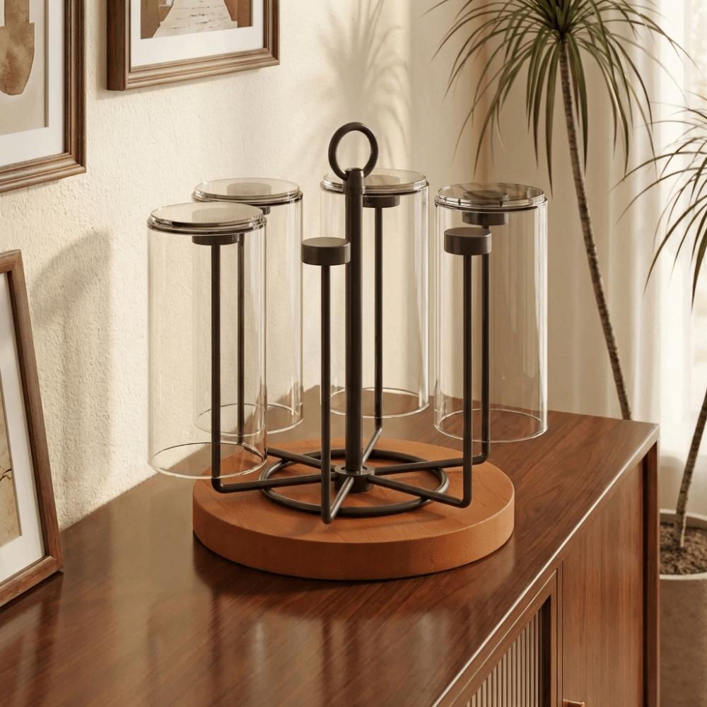 Practical Large Capacity Rotating Cup Holder Space Saving Non-Slip Cup Drying Rack with Handle Glass Cup Storage Rack Bar