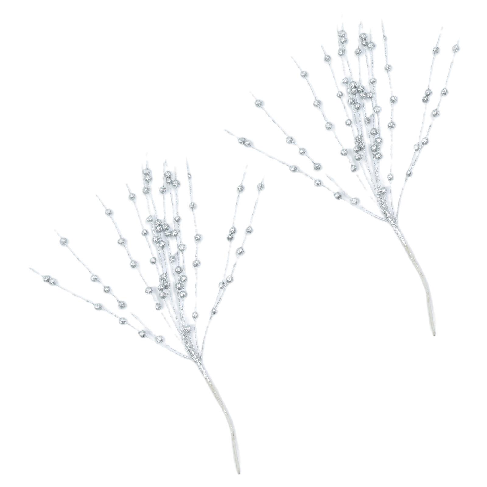 

2 шт. Рождественская ветка с ягодами падуба, рождественская композиция из растений для рождественских венков, украшения на свадьбу в День благодарения серебряный