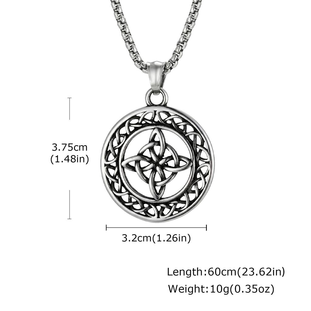Vintage Celtic Knot Necklace for Men Boys,Stainless Steel Round Pendant Necklace,Punk Amulet Jewelry Gift