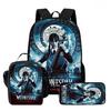 Wednesday Backpack Lunch Bag Pen Case Set With Geometric Pattern For Daily Use
