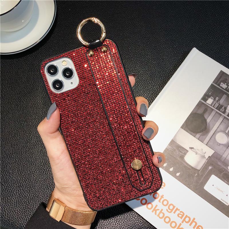 The Glitter Wristband Is Suitable For Apple 17Promax Hemming Iphone15 Mobile Phone Case 16 Protective Case Fashionable Women'S Models.