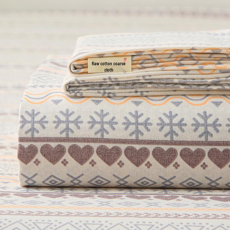 Coarse Cotton Bed Sheet: Student Dormitory Single/Double Linen 3-Piece Set