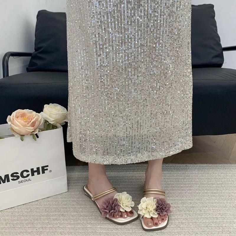 Fashion Women's Shoes 2025 New Open Toe Women's Slippers Fashion Floral Daily Slippers Women Summer Best Seller Flat Slippers Zapatos