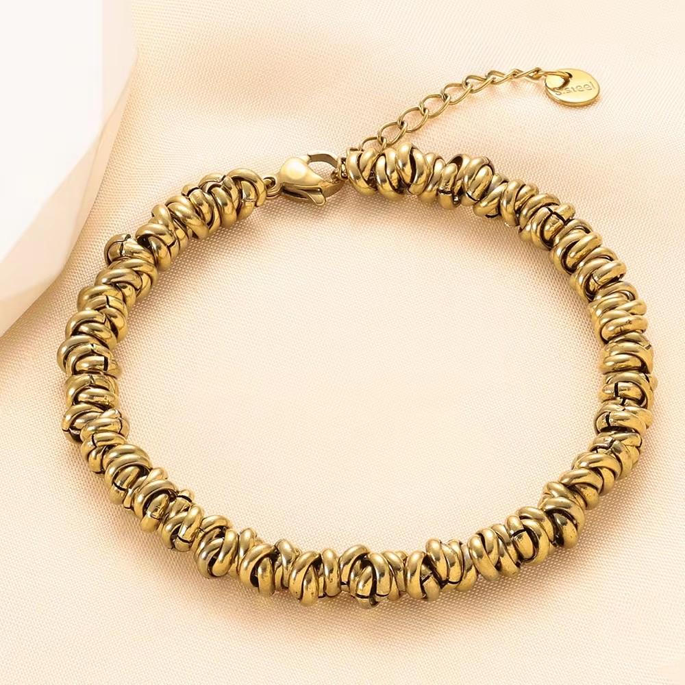 6MM  3 Color Ring Ring Interlocking Jewelry Stainless Steel High Quality Color Fast Couple Bracelet