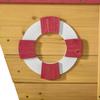 Sabbiera in Legno per Bambini, Sabbiera per Bambini Nave Pirata, Stazione Gioco Barca di Sabbia per Esterno con Tettoia Ombreggiante Panca Contenitore Fondo Rivestito