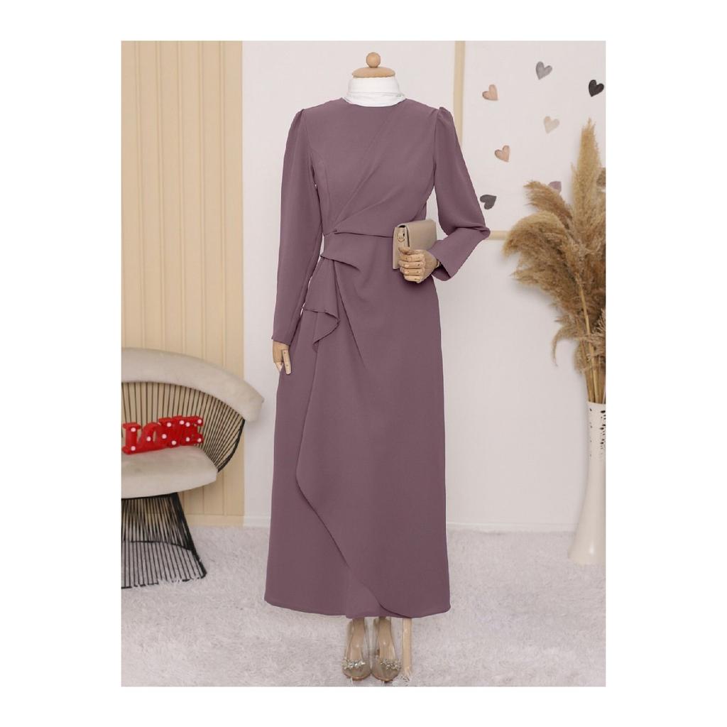Asymmetrical Crepe Dress With Aller Front And Skirt