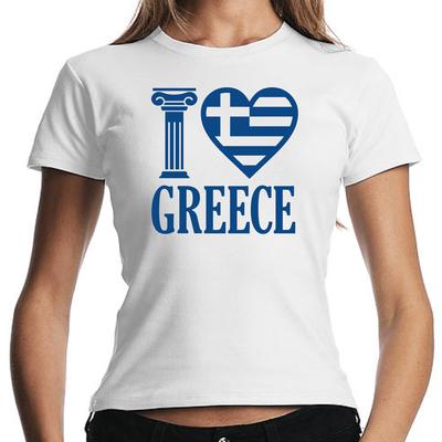 I Love Greece Greece Greek Hellas Women Lady Ladies Girlie T-Shirt
