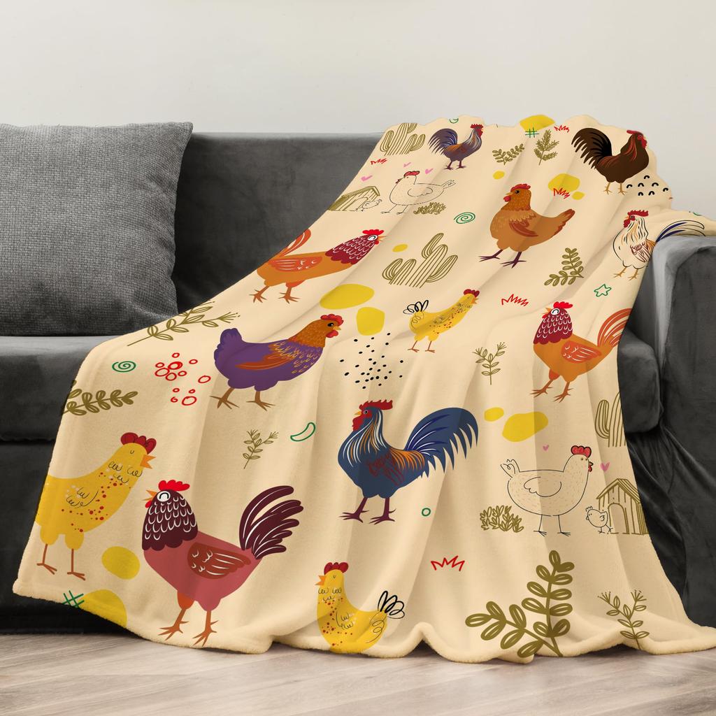 Fall Thanksgiving Throw Blanket Flannel Cute Chick Print Blanket Super Soft Cozy Nap Blanket Perfect Home Gift for Her