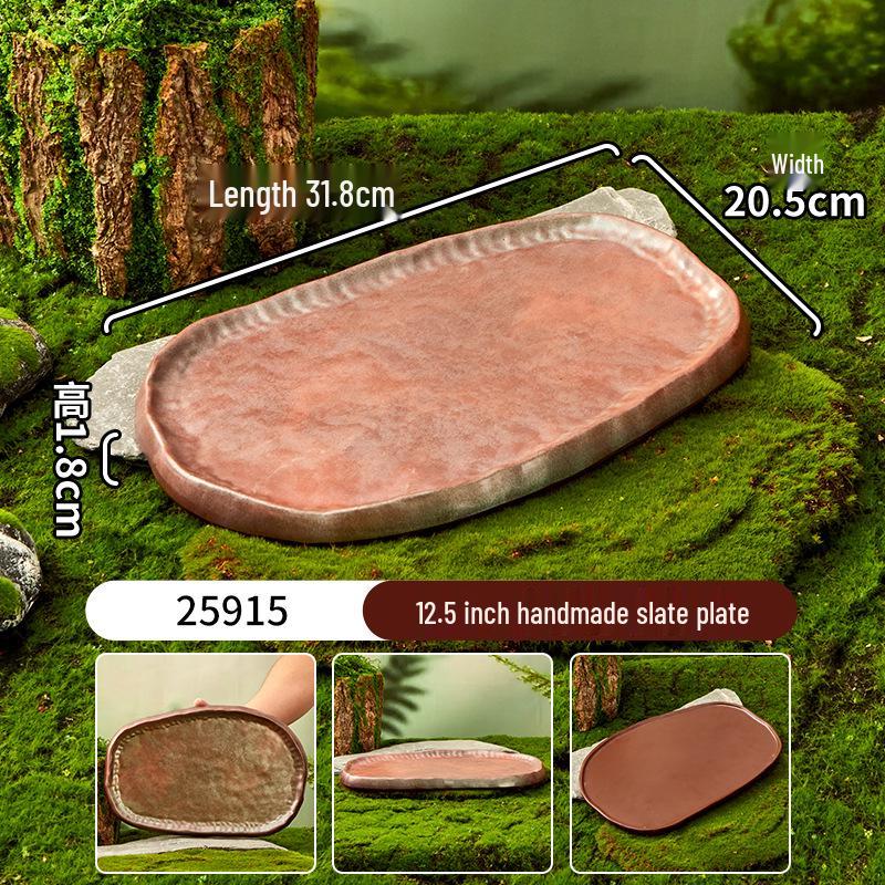 Melamine Plate for Gourmet Hot Pot, Barbecue & Shrimp: Mountain & Field Design