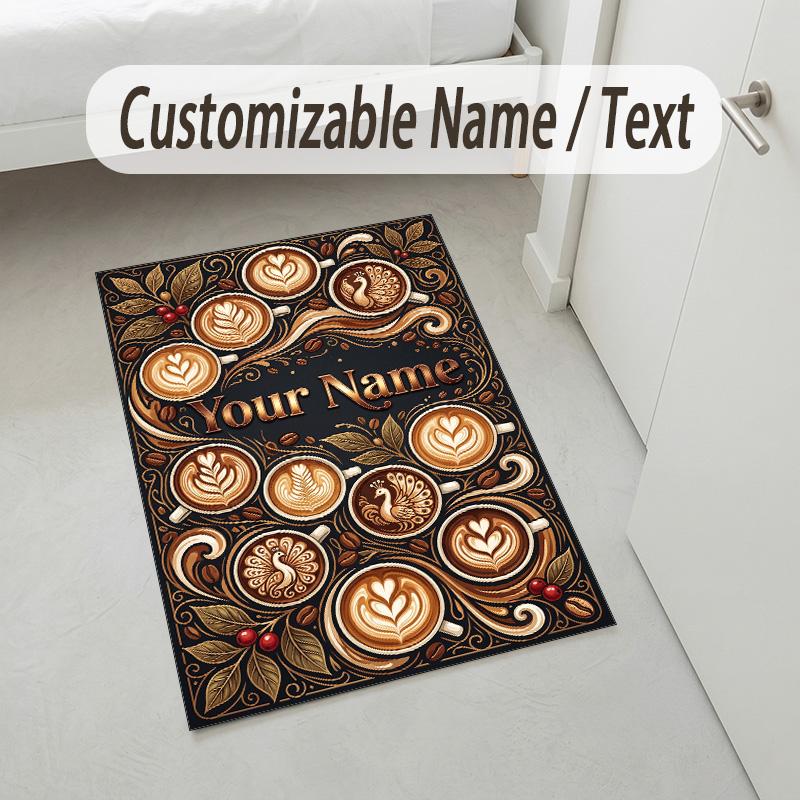 Decorative Artwork Theme Crystal Velvet Rug Personalized Custom Name Text Soft Floor Mat Home Decor