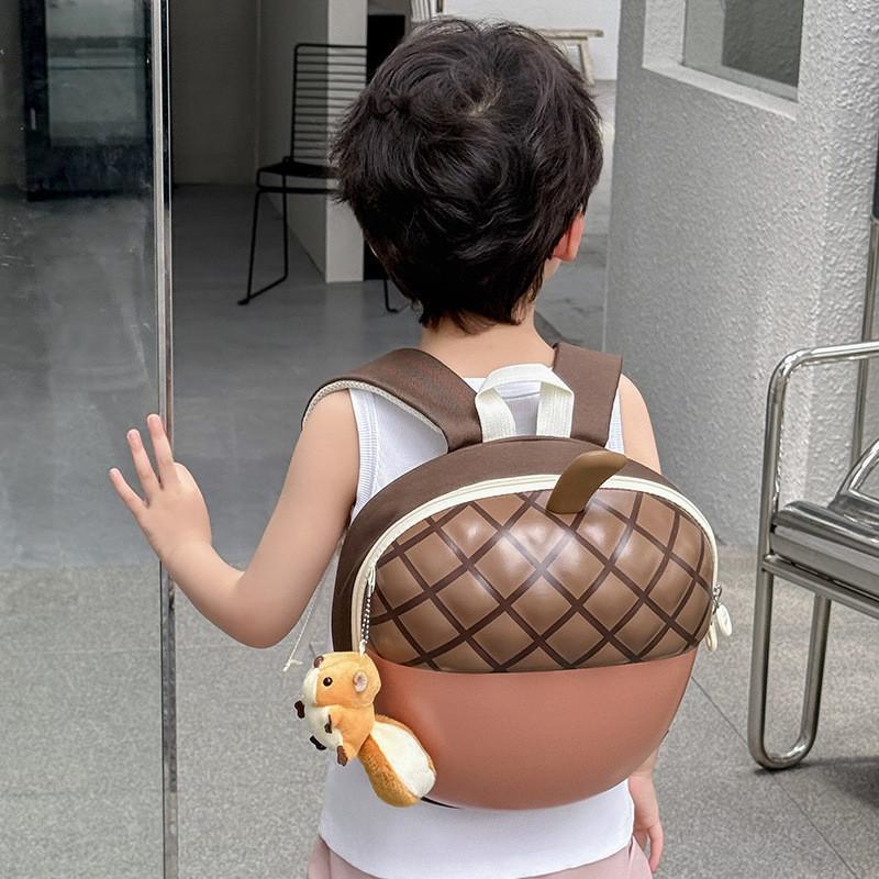 Acorn Cute Cartoon Shaped Children Backpack For Education Use With Doll Pendant