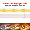 IP68 Waterproof Solar COB LED Strip Light 12V Dimmable Flexible Tape with Remote for Indoor Outdoor Decor