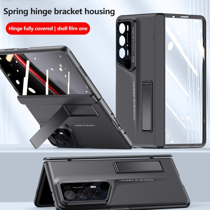 

Skin Friendly Matte Plain Leather Case for Honor Magic V2 RSR Porsche Design Fold Hinge All-inclusive Cover with Tempered Film