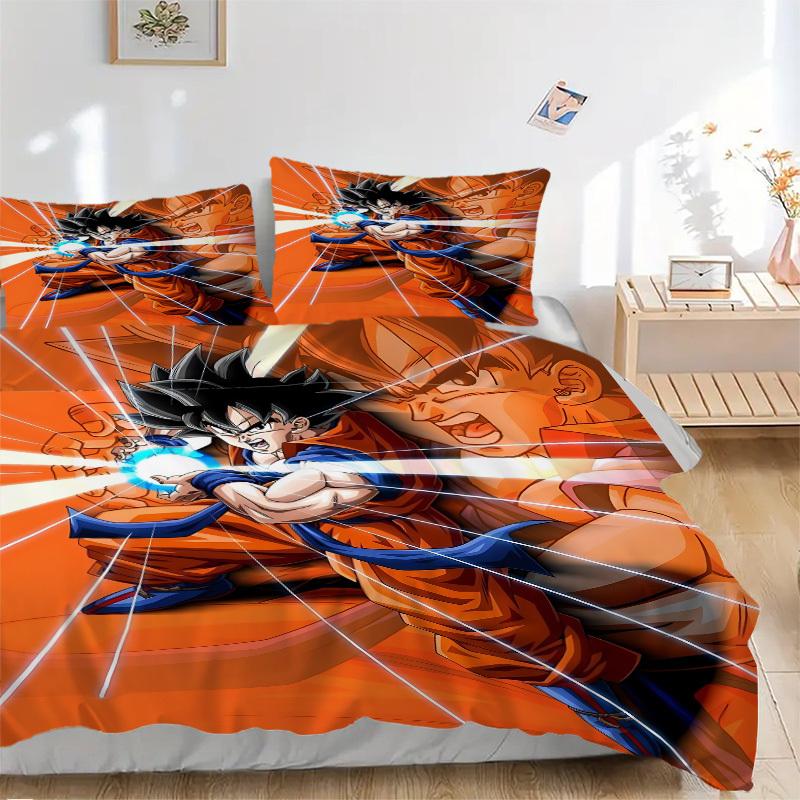

3pcs Goku, DragonBall Bedding Set: Perfect for Bedroom or Guest Room. Soft and Comfortable with No Core Included yy251009231 135x200cm