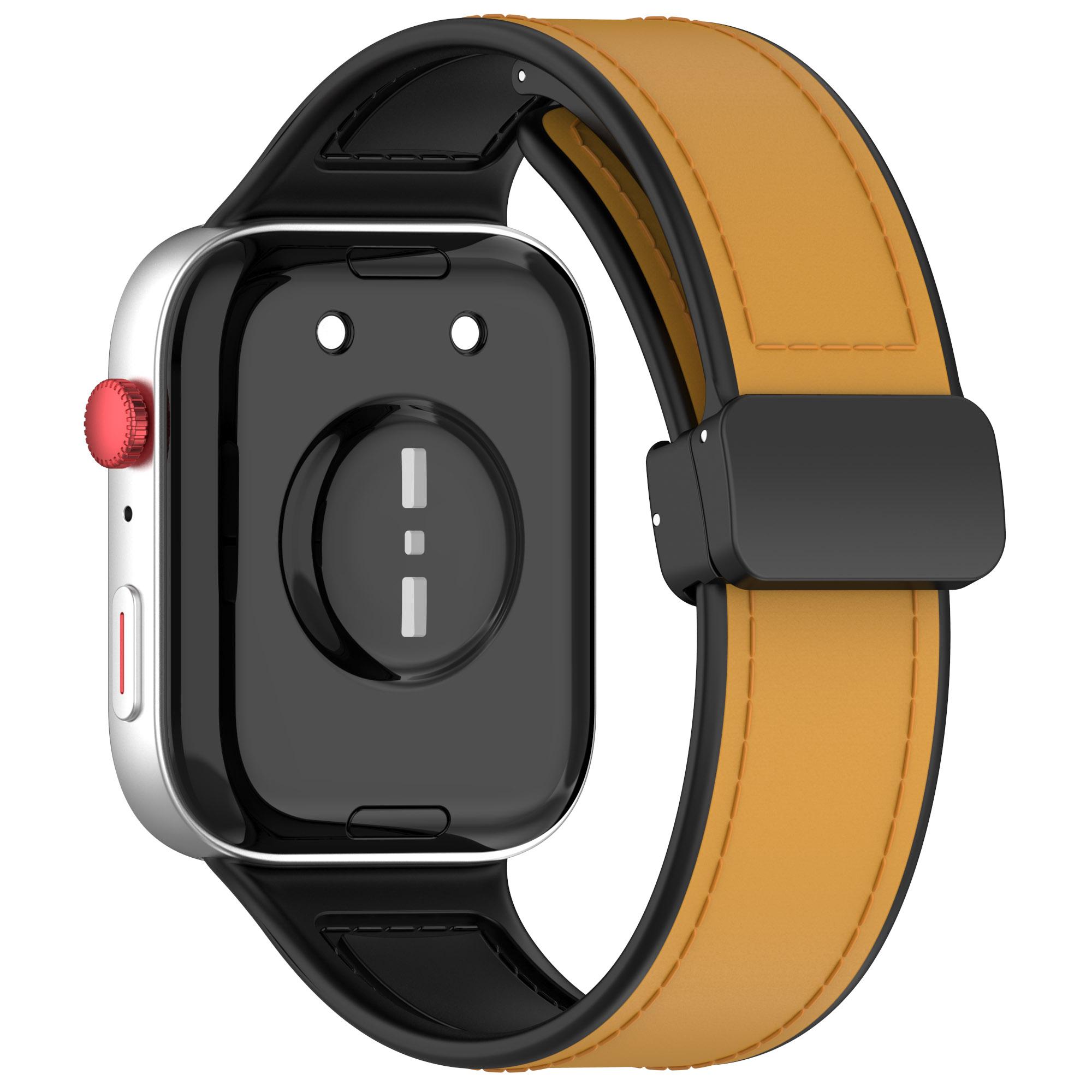 

Для Huawei Watch Fit 3 Силіконовий ремінець з покриттям зі шкіри Регульований ремінець для годинника з магнітною застібкою Light Brown