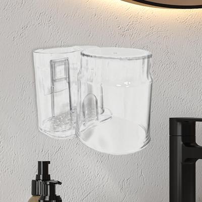 Toothbrush and Toothpaste Holder Organizer Modern Easy Installation with Rinse Cup Wall