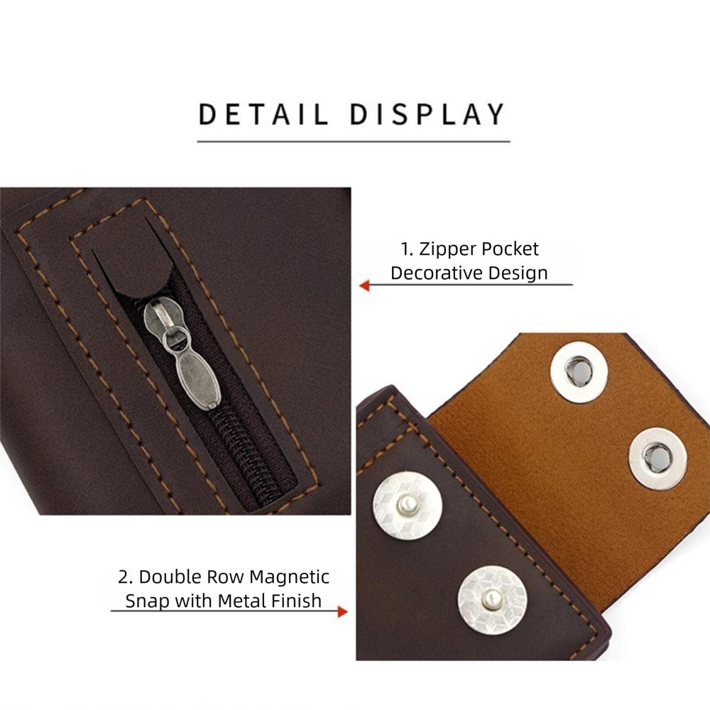 New PU Leather Men's Wallet Multiple Card Slots Short Card Holder Bags Portable Casual Zero Wallet