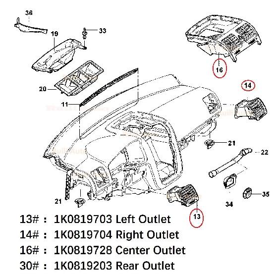 

Ruili144 2 для VW Jetta MK5 Golf 5 Rabbit Dash Board вентиляционное отверстие для кондиционера 1K0819703 1K0819704