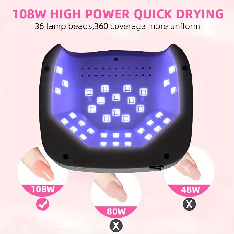 108W Rechargeable UV LED with 36 Beads Nail Dryer Cordless Lamp for Manicure and Curing All Gel Nail Polish At Home DIY Salon