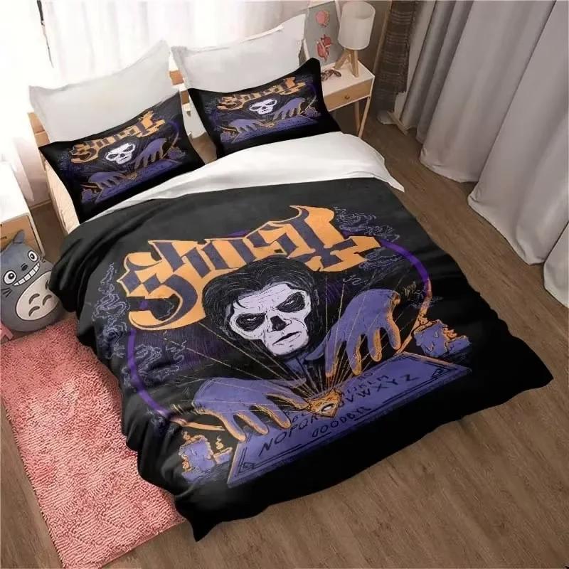 Rock Band Ghost Pattern Bedding Set For Bedroom Soft Modern Bedspreads Comefortable Kids Duvet Cover Quilt Cover And Pillowcase