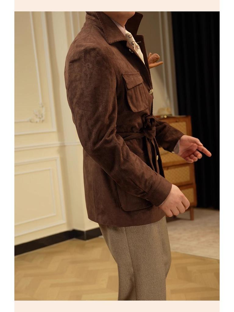 Ruishen Italian Retro Suede Plush Jacket - Autumn/Winter Casual Business Outerwear
