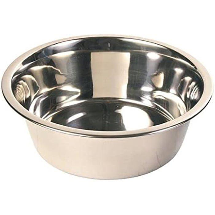 Gamelle pour chien - TRIXIE - Modèle en acier inoxydable - 2,8 L - Base en caoutchouc - Argent