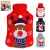 PVC Hot Water Bottle 1000/2000ML Christmas Bottle, Cartoon Bag with Knit Holiday Cover, Long Lasting Heat Retention, Winter Warm