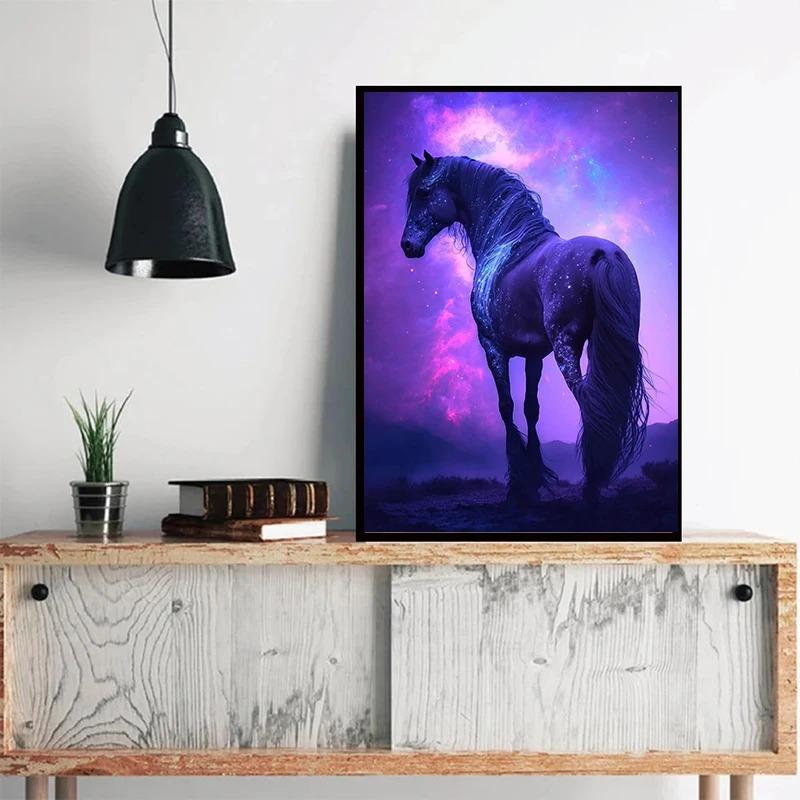 Quadri su tela di cavalli selvaggi in bianco e nero su poster artistici da parete, stampe, quadri da parete, animali moderni, decorazioni per la stanza, senza cornice