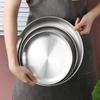 ZISIZ 20cm Stainless Steel Round Divided Dining Plate Set