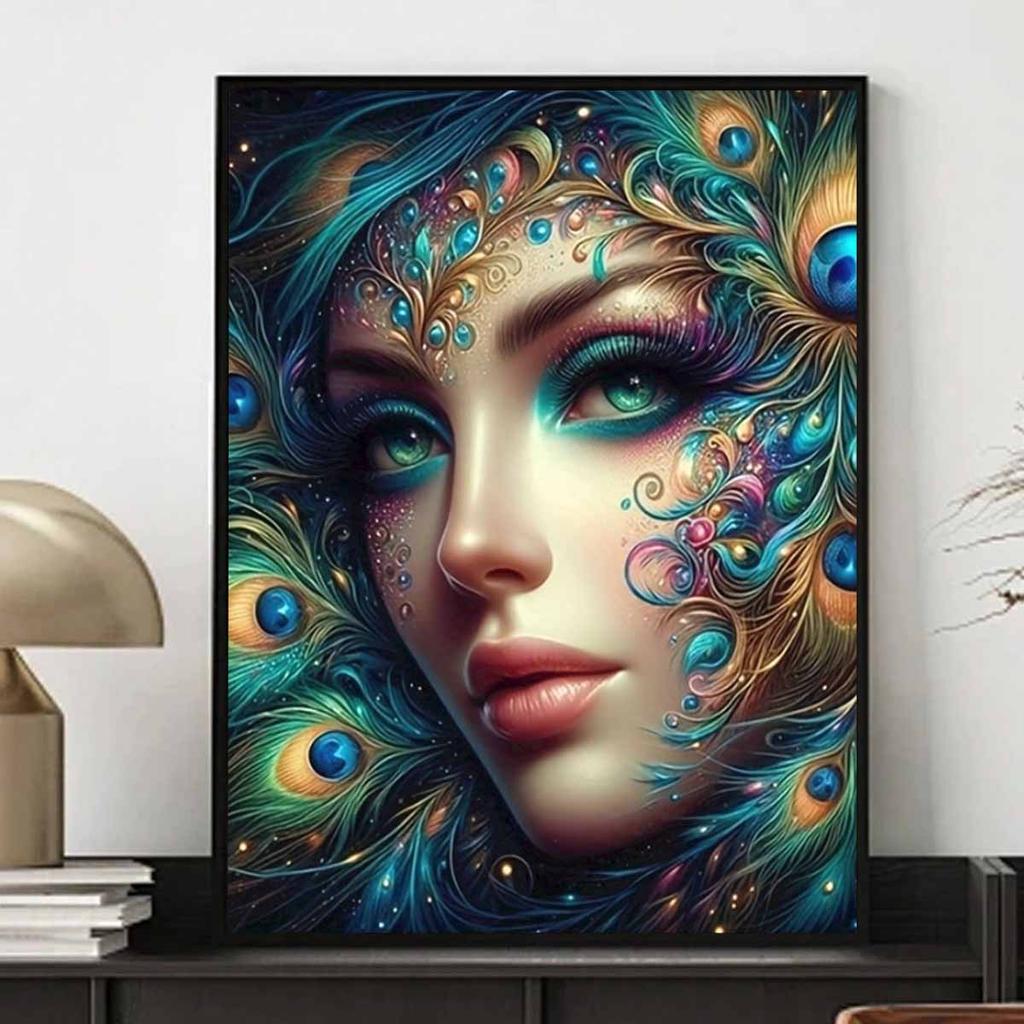 Peacock Gemstone Diamond Painting Art Piece Set, 5D DIY Round Rhinestone Cross Stitch Crafts and Crafts Decorative Mural Gifts