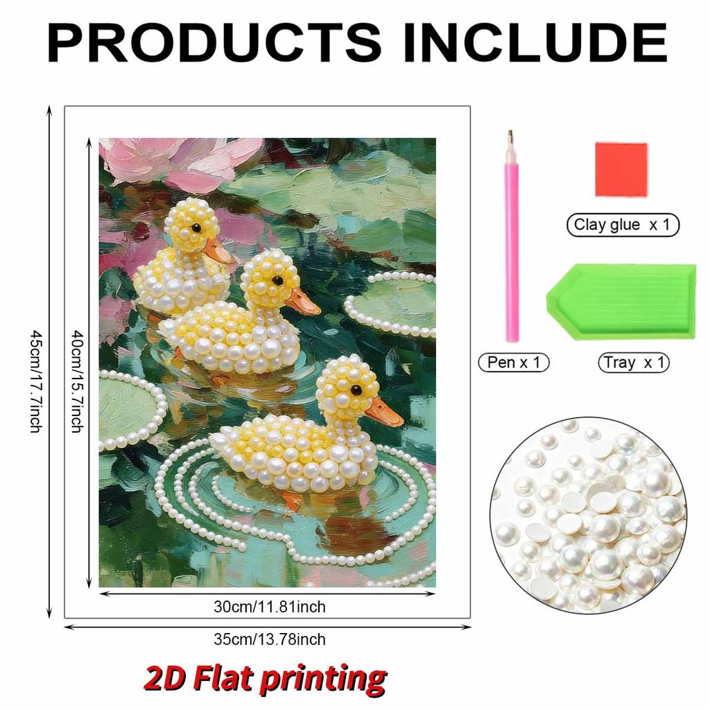 DIY Pearl Painting Set Duck Pattern Home Decoration Handmade Sticky Diamond Creative Canvas Pearl Art Painting Crafts Perfect Gift